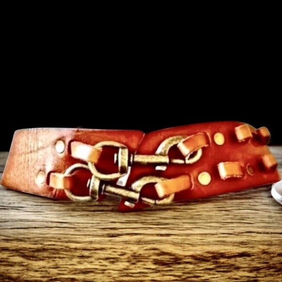Linea Pelle Brown Leather Belt Snaps Vintage main image 7